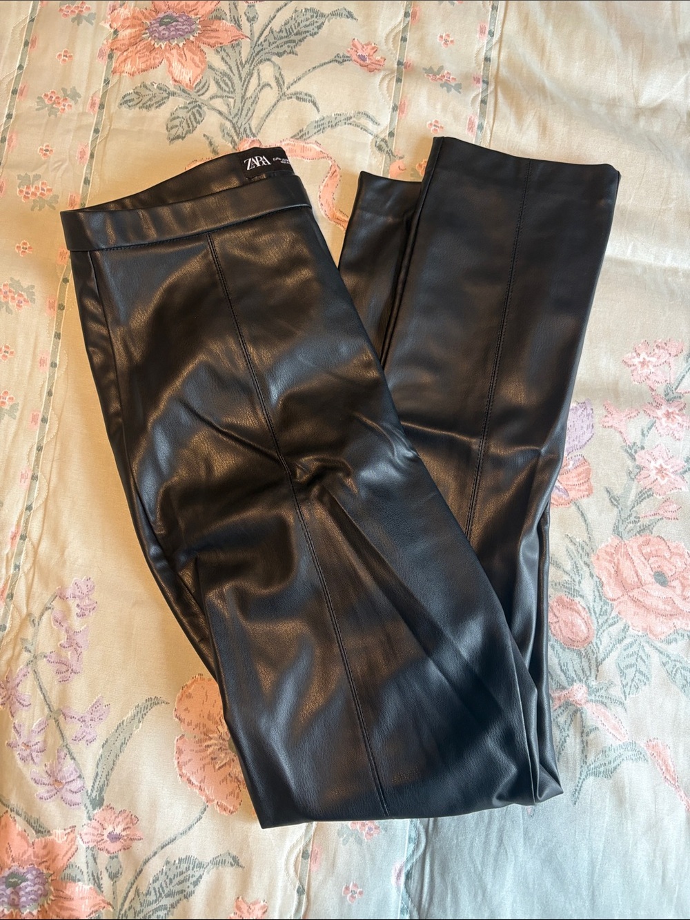 ZARA Black Faux Leather Womens  Panta